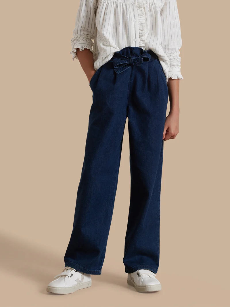 Mädchenhose aus leichtem Denim, weit geschnitten