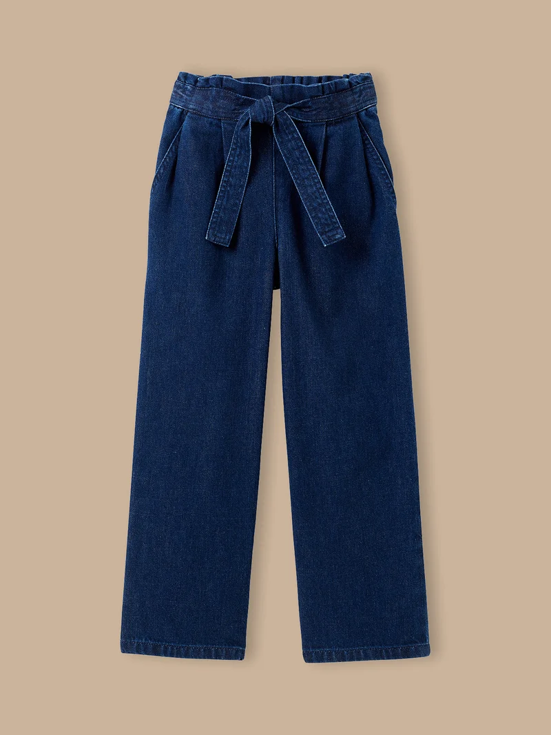 Mädchenhose aus leichtem Denim, weit geschnitten