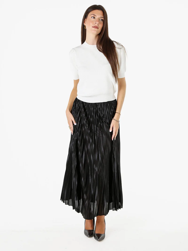 Maglia donna in lurex con maniche corte a sbuffo - bianco