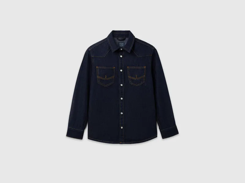 Dunkelblaues Westernhemd aus Denim