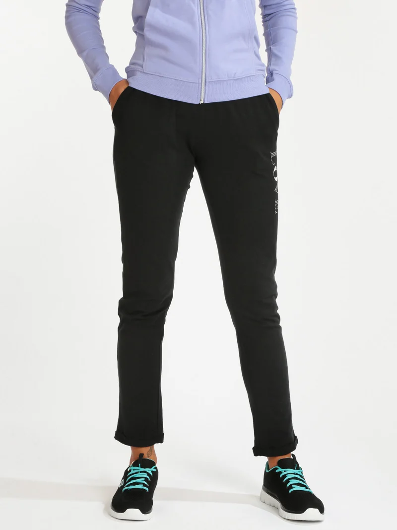 Pantaloni sportivi in felpa donna con strass - nero