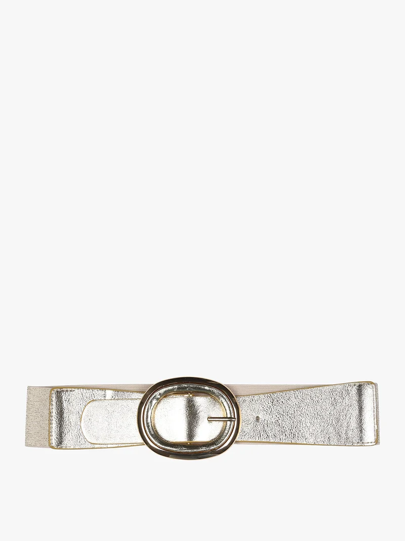 Cintura elastica da donna con fibbia ovale - oro