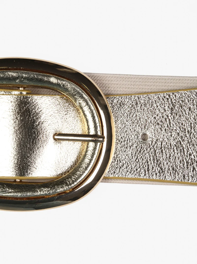 Cintura elastica da donna con fibbia ovale - oro