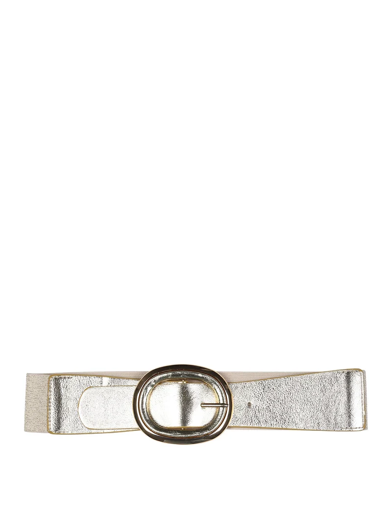 Cintura elastica da donna con fibbia ovale - oro