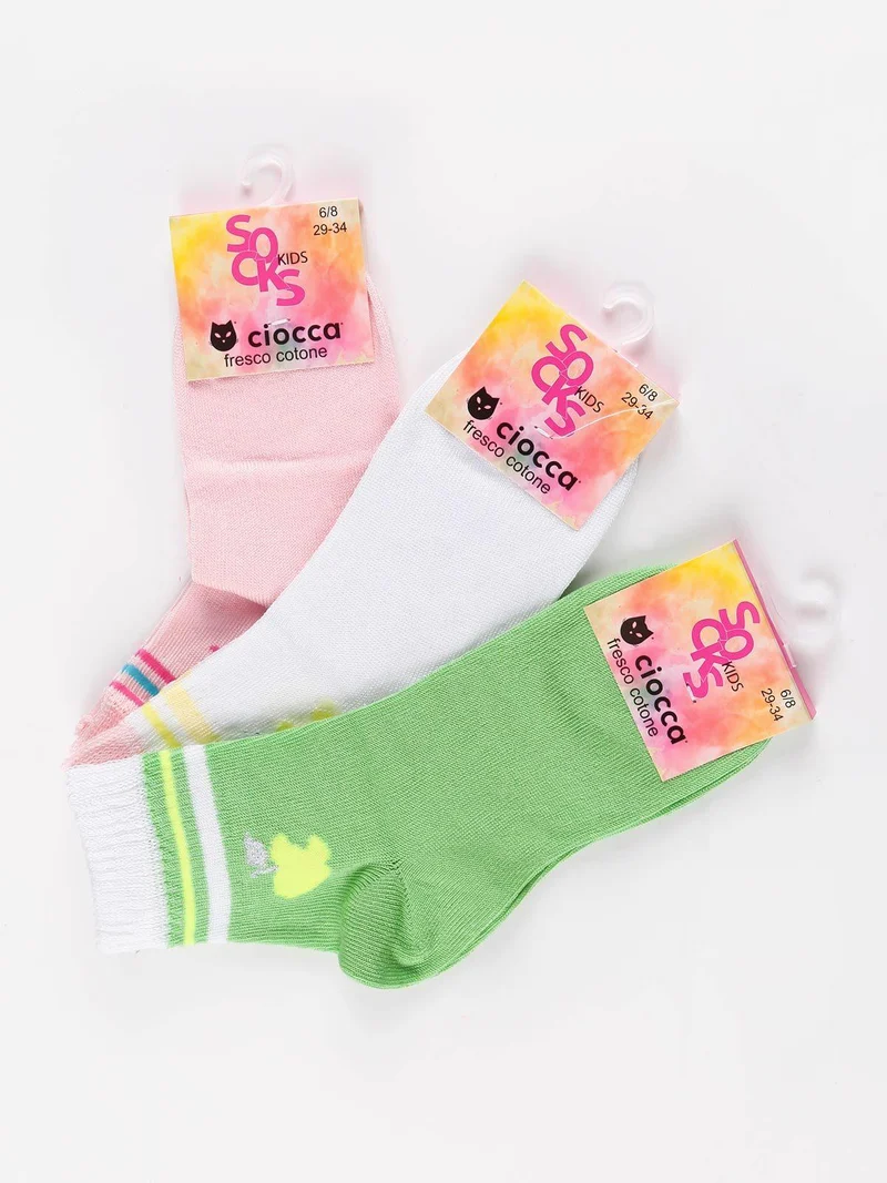 Calze corte da bambina in cotone - verde