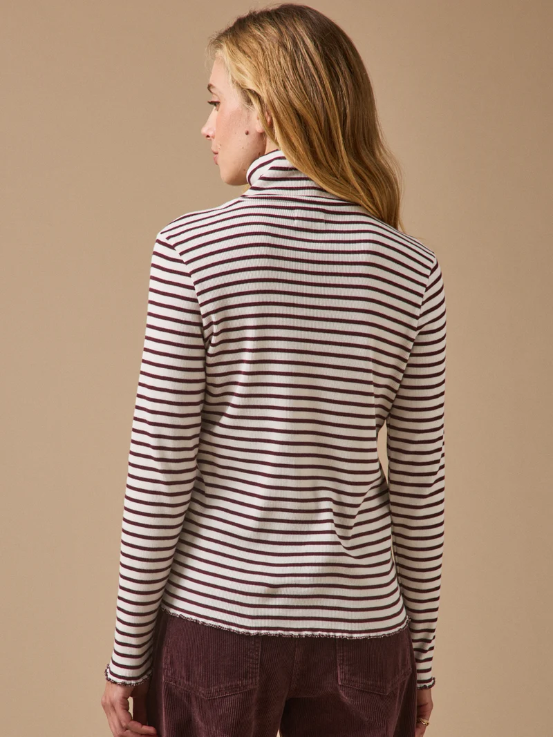 Gestreifte Damenbluse mit Rollkragen
