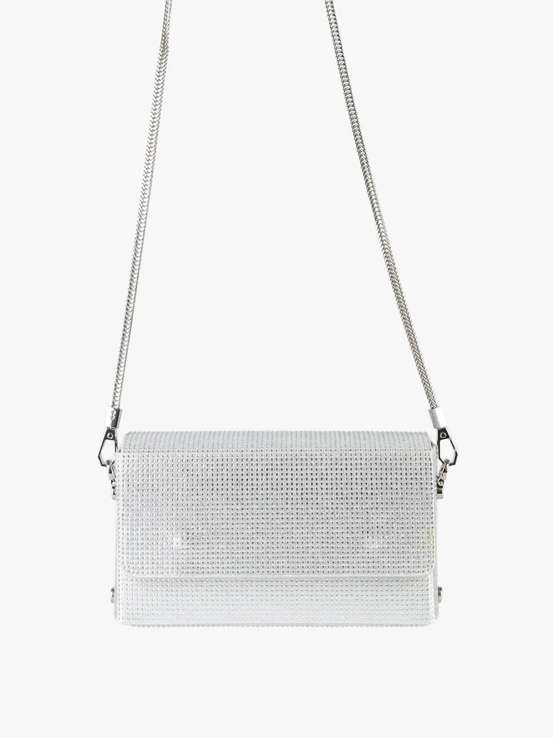 Pochette elegante da donna con strass - argento