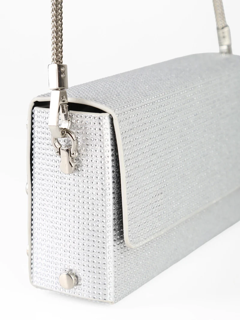 Pochette elegante da donna con strass - argento
