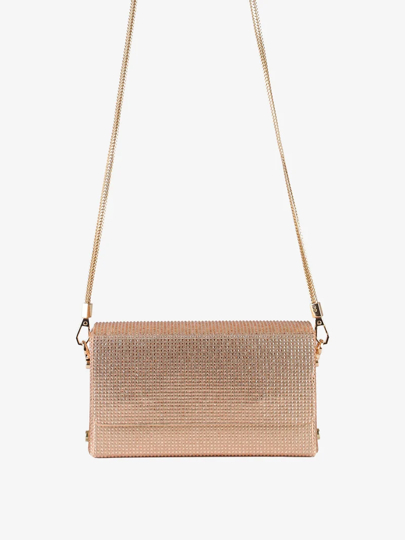 Pochette elegante da donna con strass - champagne