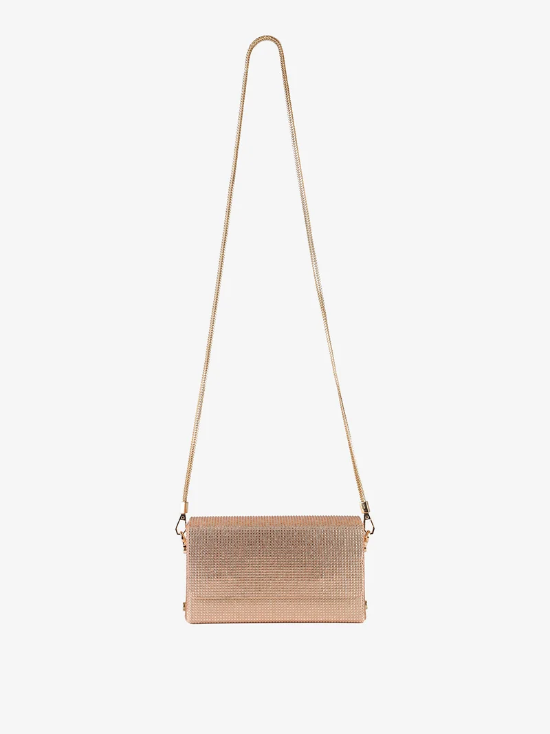 Pochette elegante da donna con strass - champagne