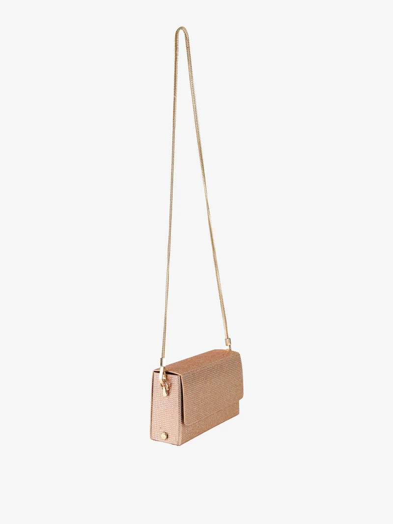 Pochette elegante da donna con strass - champagne