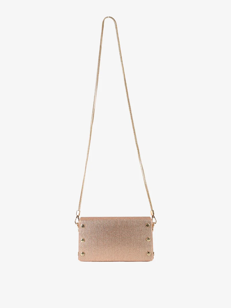 Pochette elegante da donna con strass - champagne