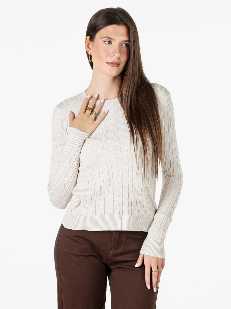 Pullover donna in maglia con lurex - beige