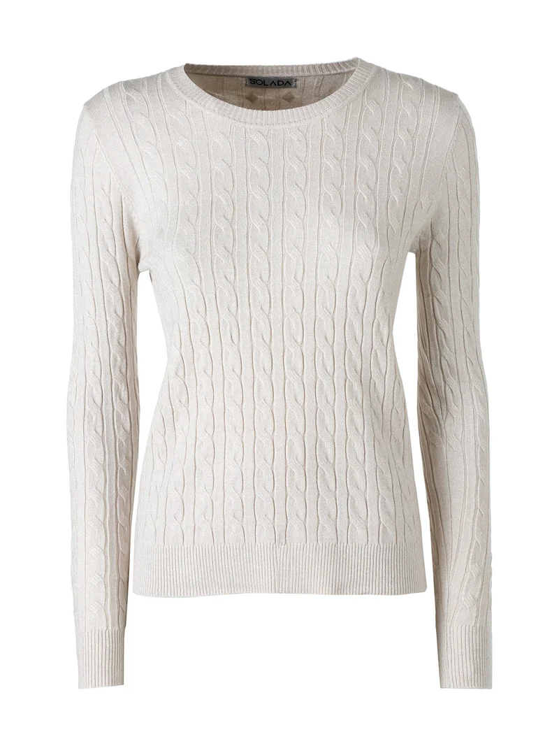 Pullover donna in maglia con lurex - beige