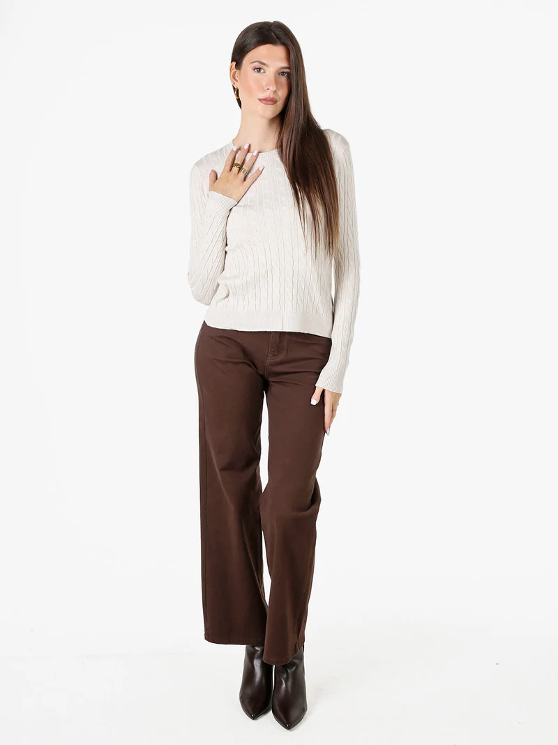 Pullover donna in maglia con lurex - beige