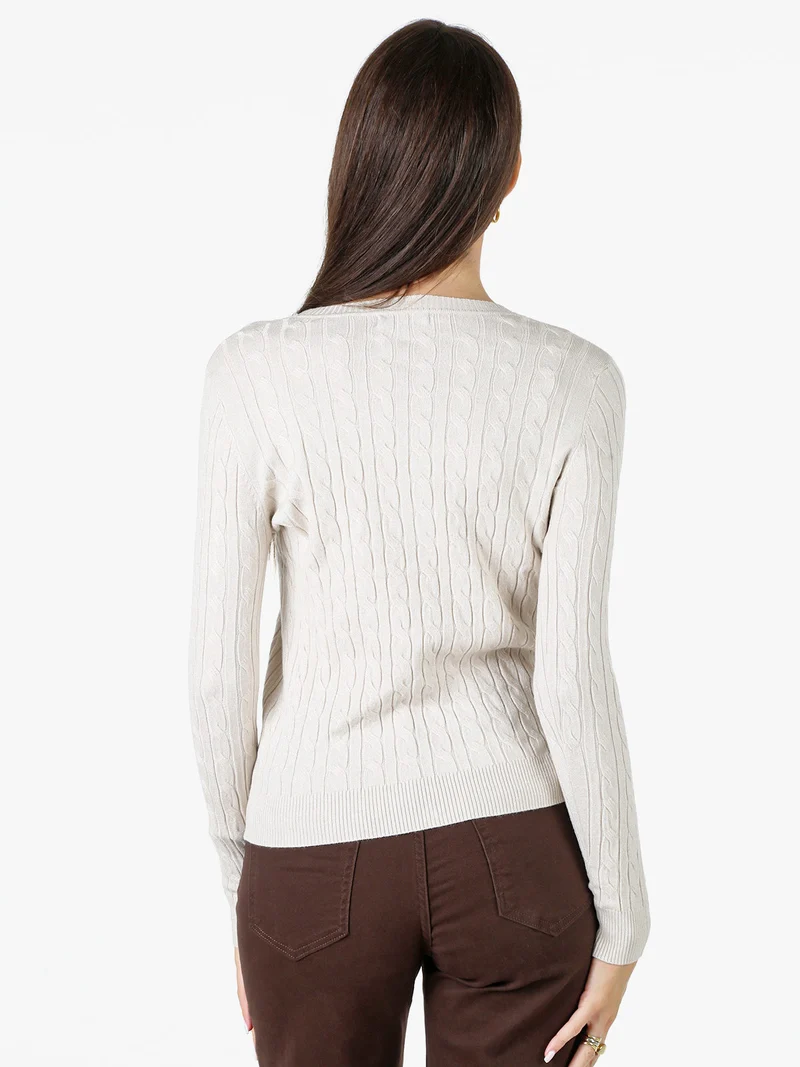Pullover donna in maglia con lurex - beige