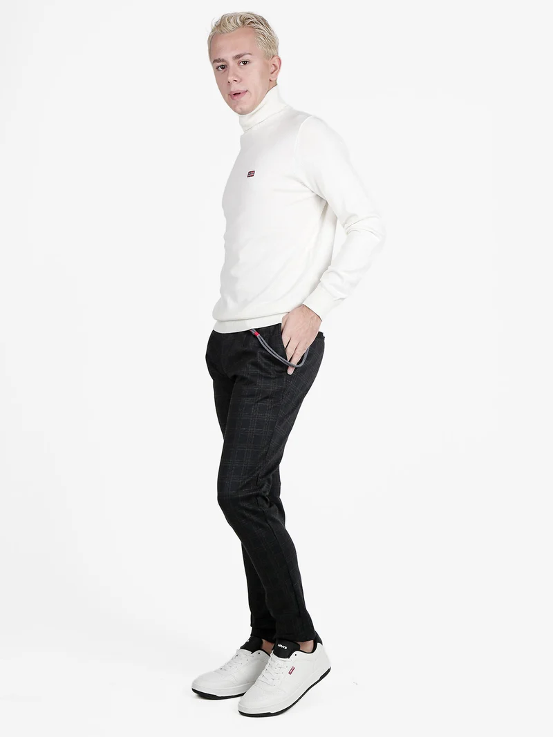 Pantaloni casual da uomo a quadri - nero
