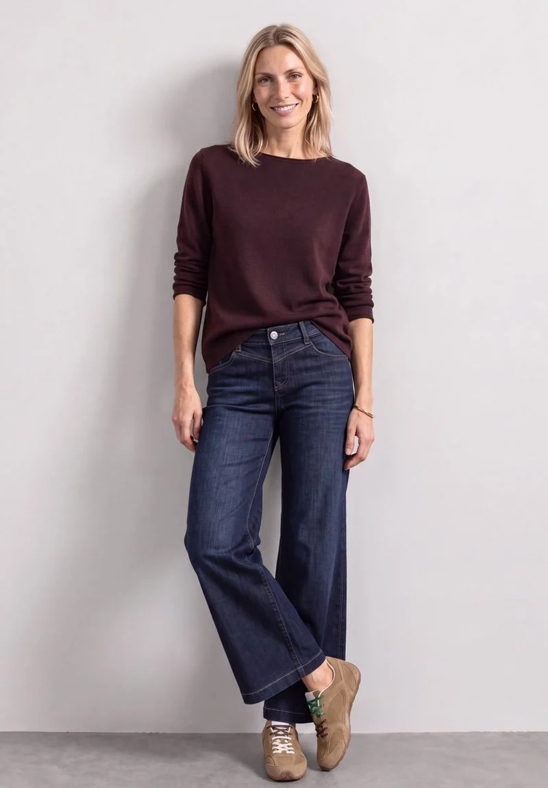 Pullover mit Boat Neck und Rollkanten