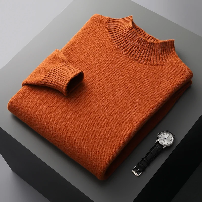 Elegant High Collar Merino Wool Turtleneck