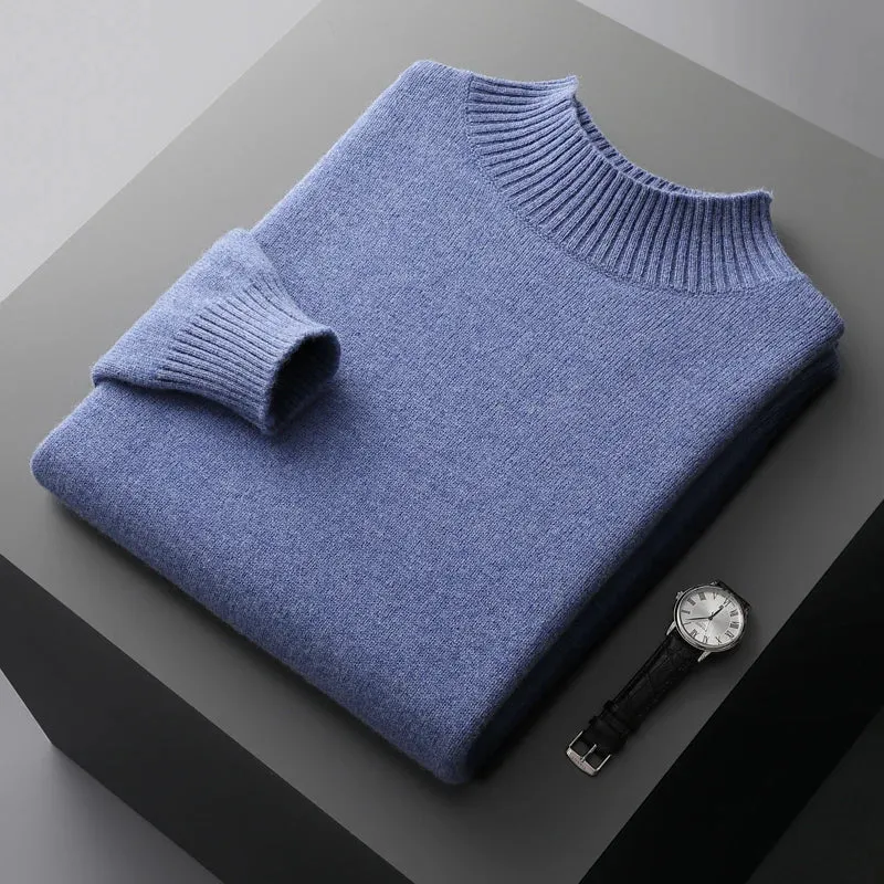 Elegant High Collar Merino Wool Turtleneck