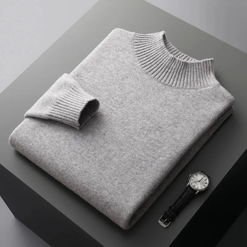 Elegant High Collar Merino Wool Turtleneck