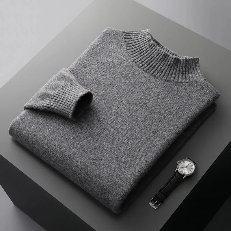 Elegant High Collar Merino Wool Turtleneck