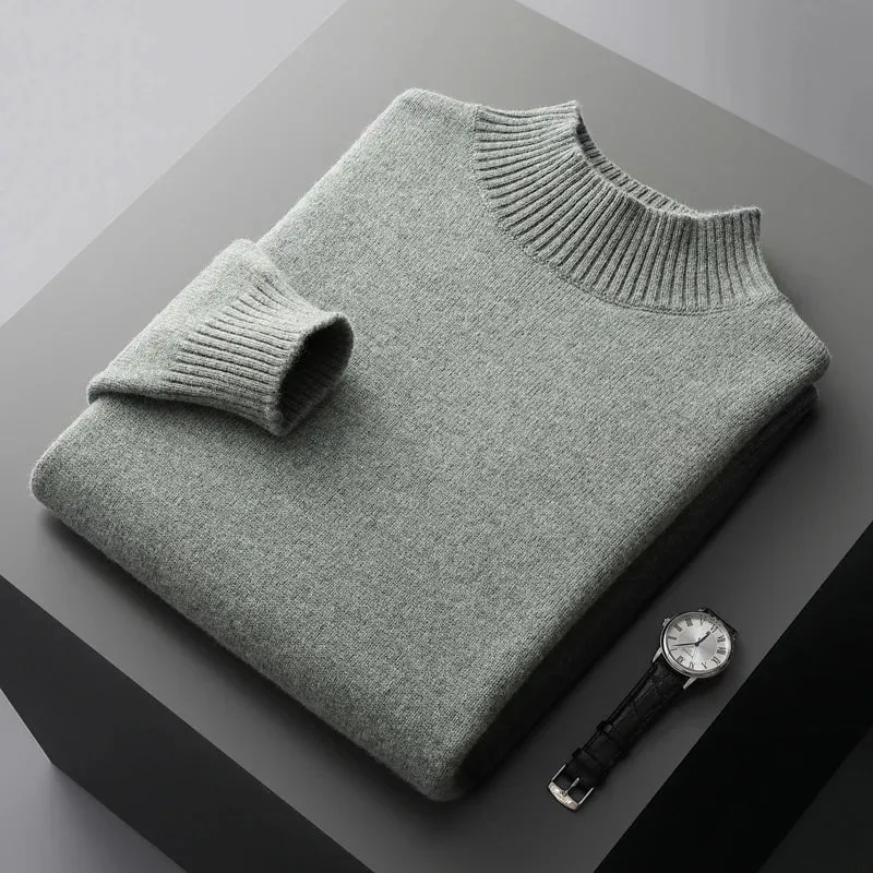 Elegant High Collar Merino Wool Turtleneck