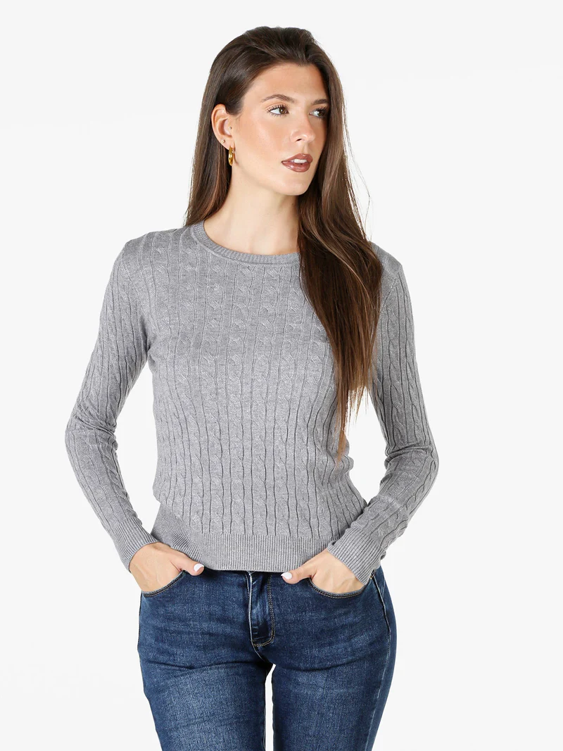 Pullover donna in maglia con lurex - grigio