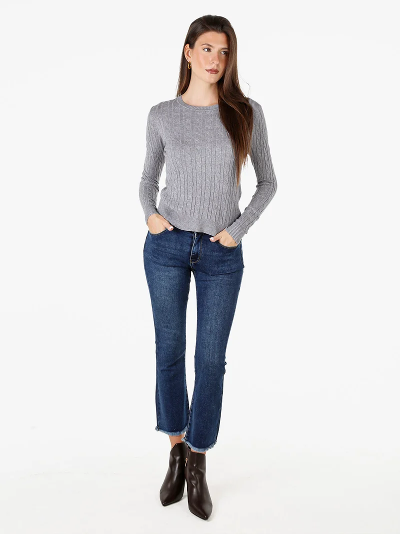 Pullover donna in maglia con lurex - grigio