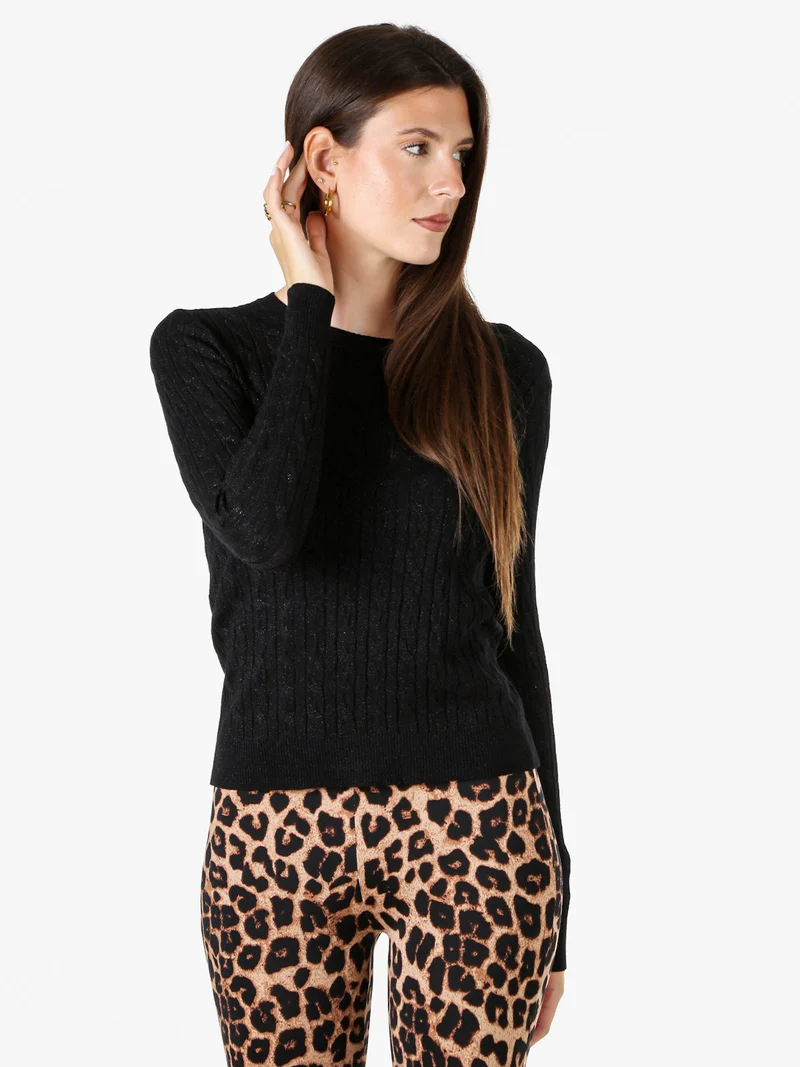 Pullover donna in maglia con lurex - nero