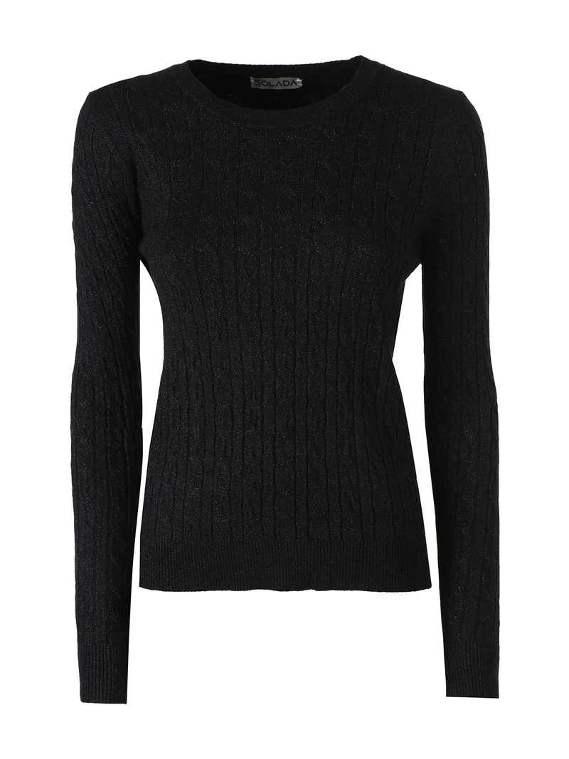 Pullover donna in maglia con lurex - nero