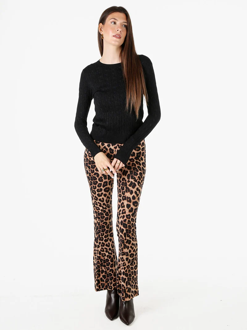 Pullover donna in maglia con lurex - nero