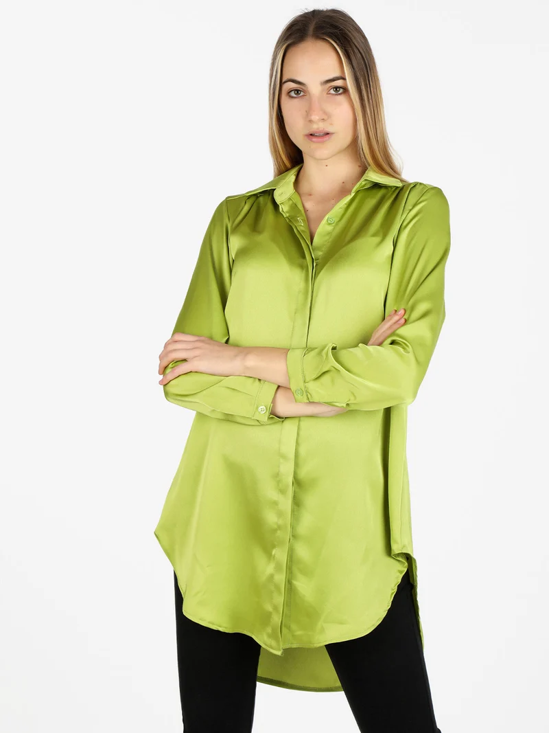 Maxi camicia donna effetto raso - mela
