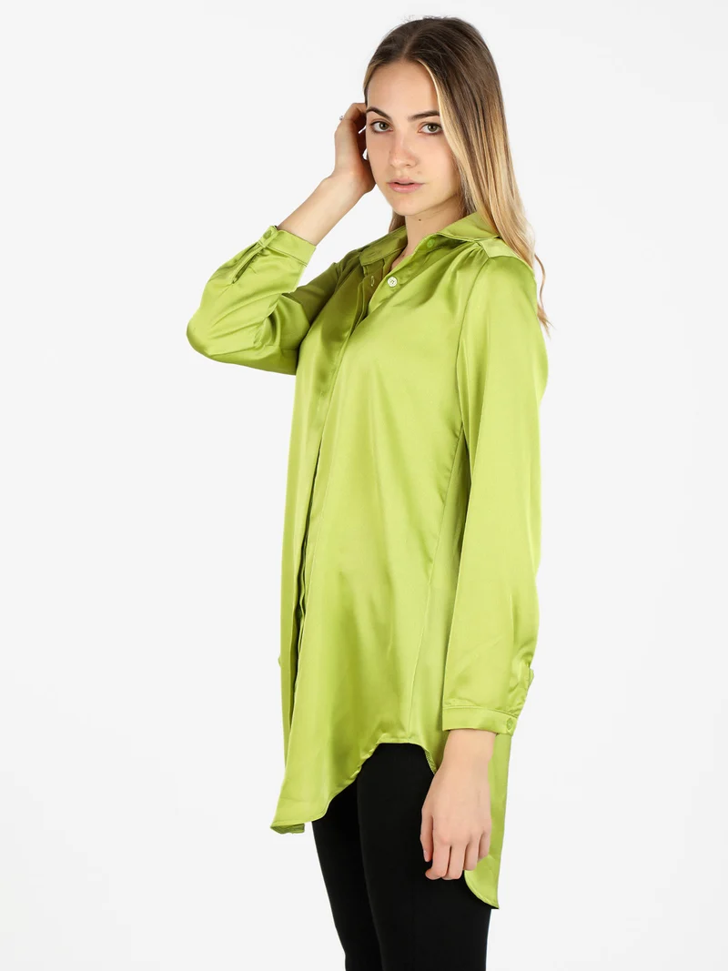 Maxi camicia donna effetto raso - mela