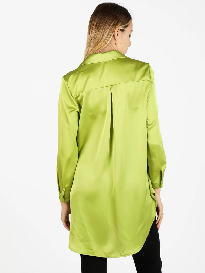 Maxi camicia donna effetto raso - mela