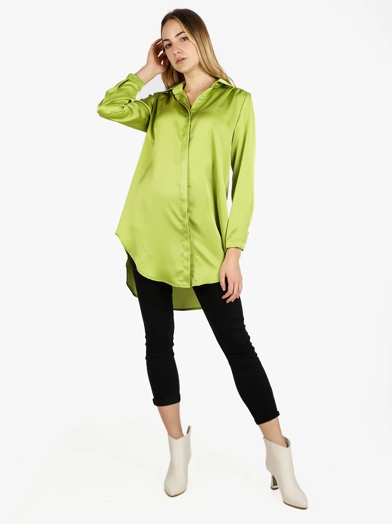 Maxi camicia donna effetto raso - mela