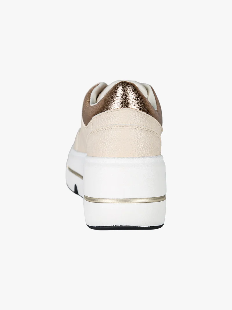 Sneakers donna stringate con platform - beige