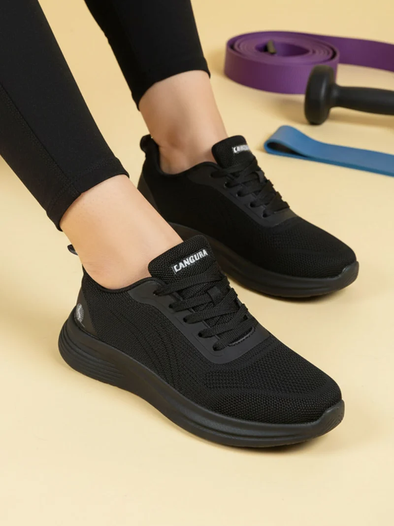 Sneakers sportive da donna in maglia - nero