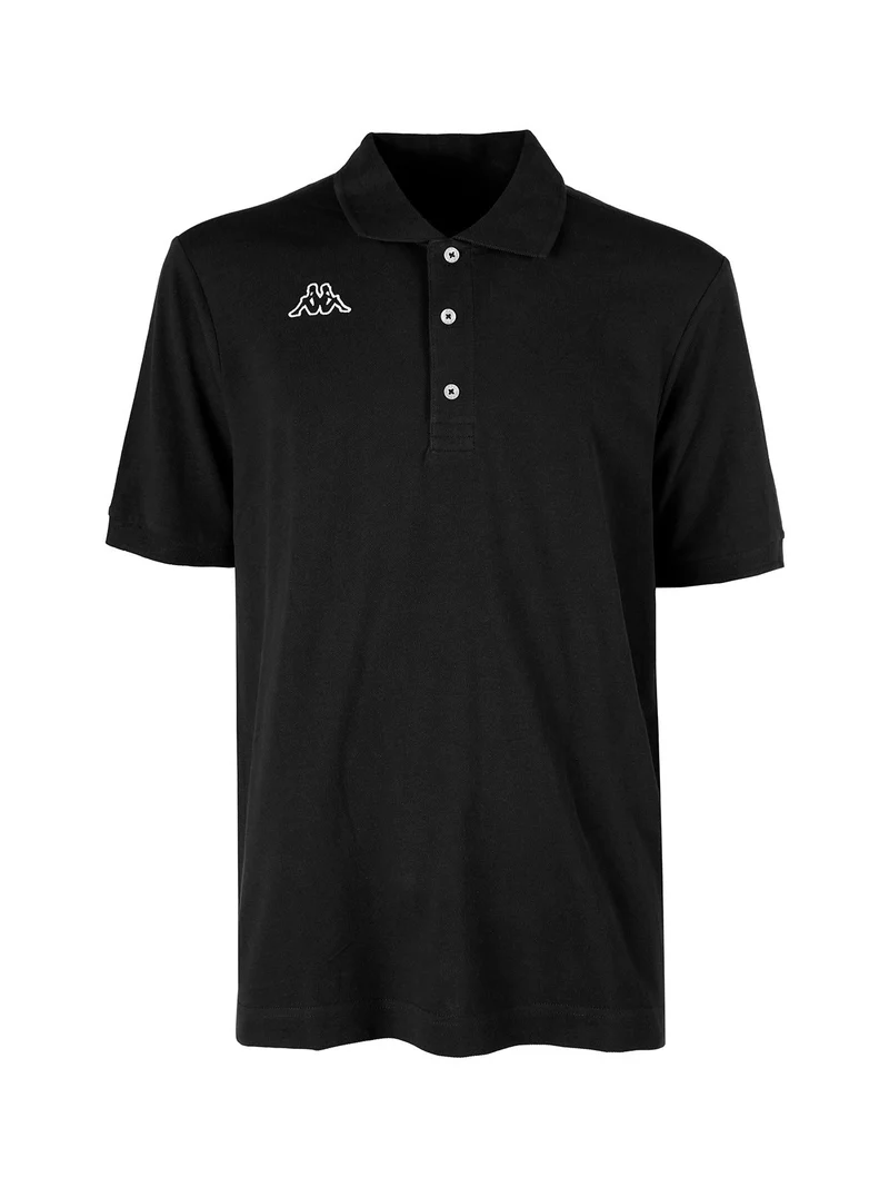 Polo da uomo in cotone a manica corta con logo - nero