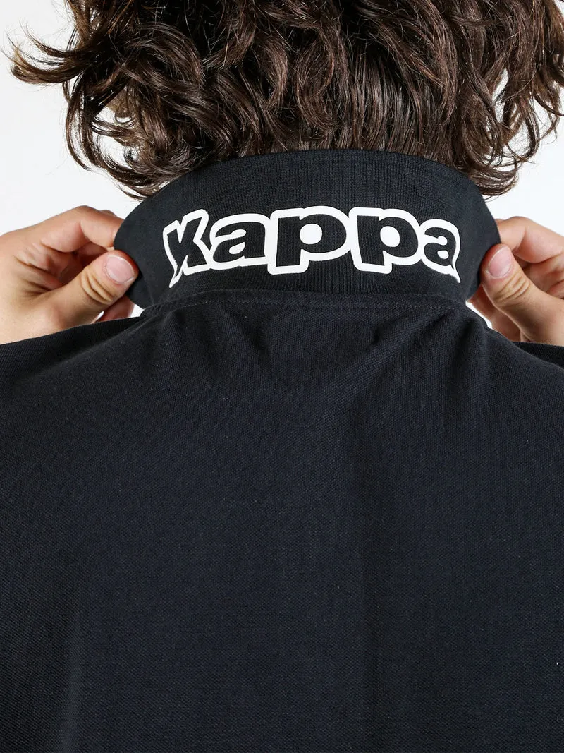 Polo da uomo in cotone a manica corta con logo - nero