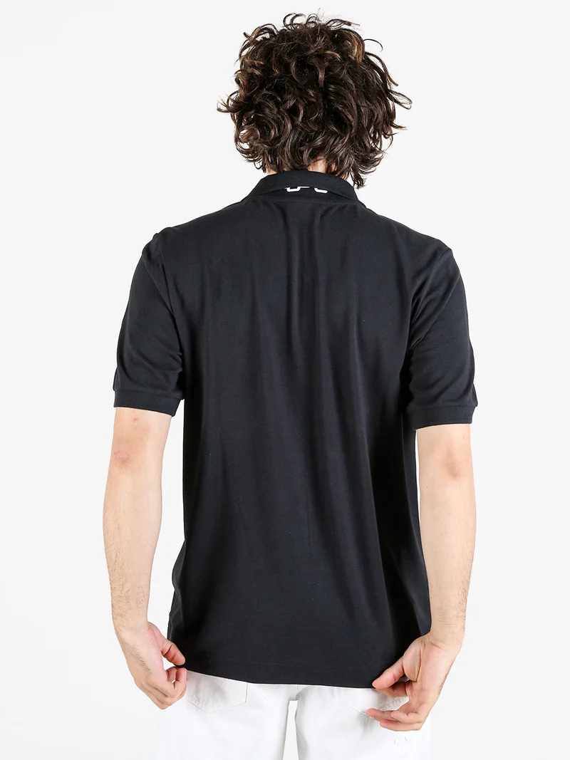 Polo da uomo in cotone a manica corta con logo - nero