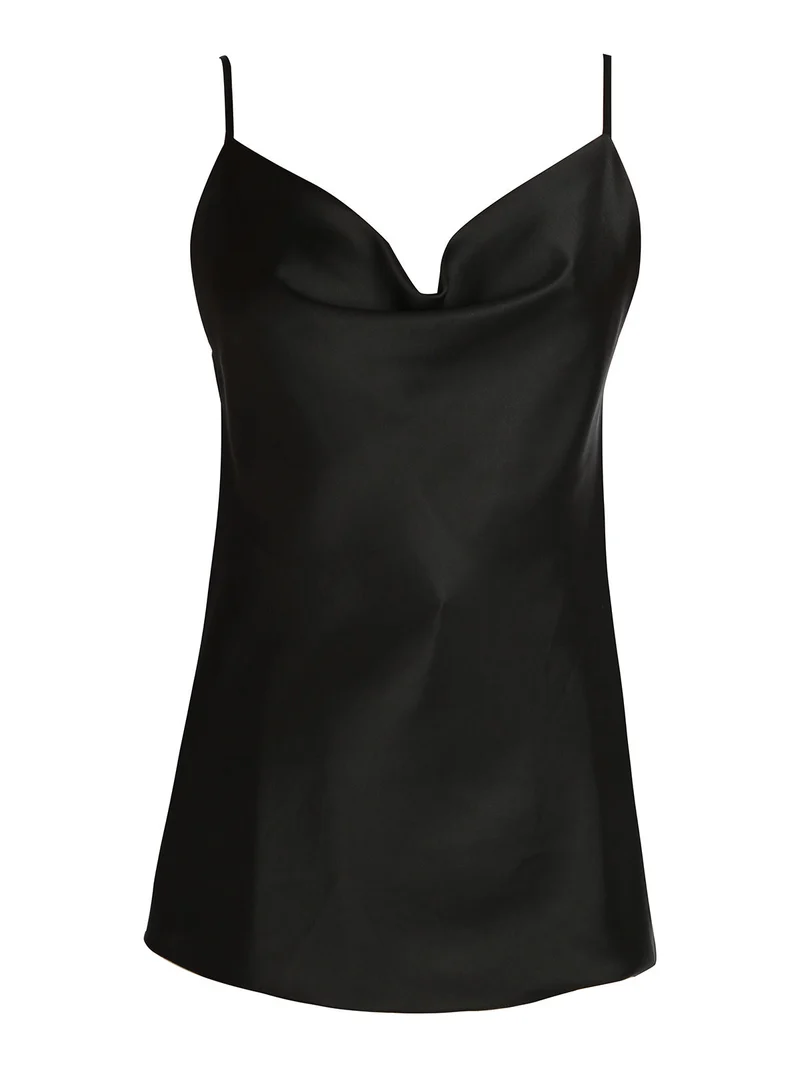 Top donna con scollo a cascata - nero