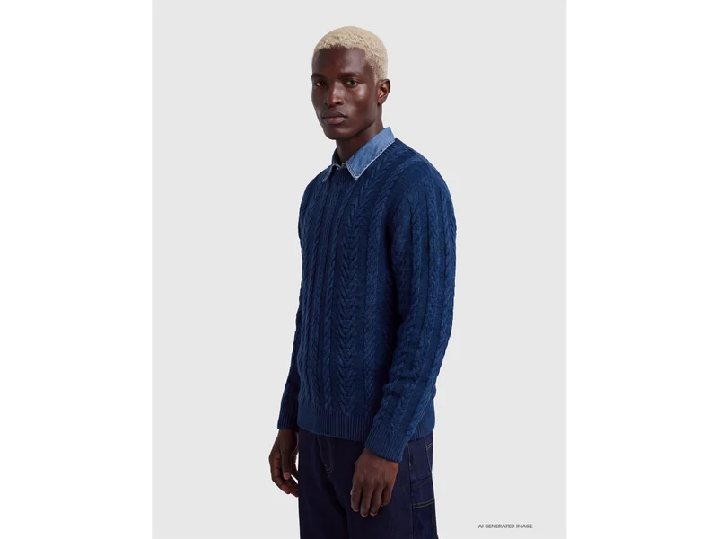 Zopfstrickpullover aus 100 % Wolle