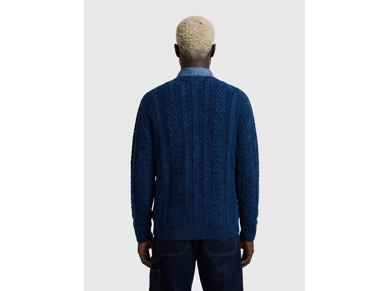 Zopfstrickpullover aus 100 % Wolle