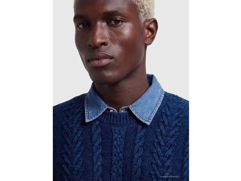 Zopfstrickpullover aus 100 % Wolle