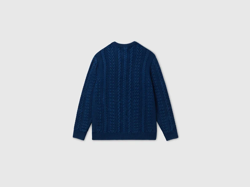 Zopfstrickpullover aus 100 % Wolle
