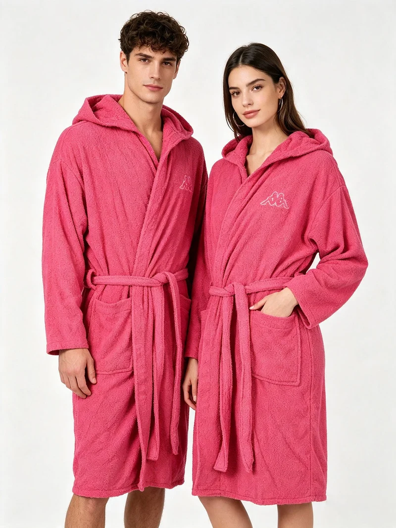 Accappatoio unisex in spugna con cappuccio - fucsia