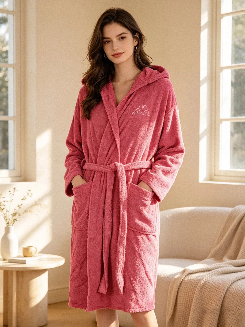 Accappatoio unisex in spugna con cappuccio - fucsia