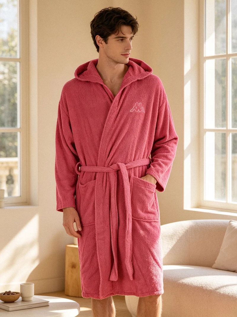 Accappatoio unisex in spugna con cappuccio - fucsia