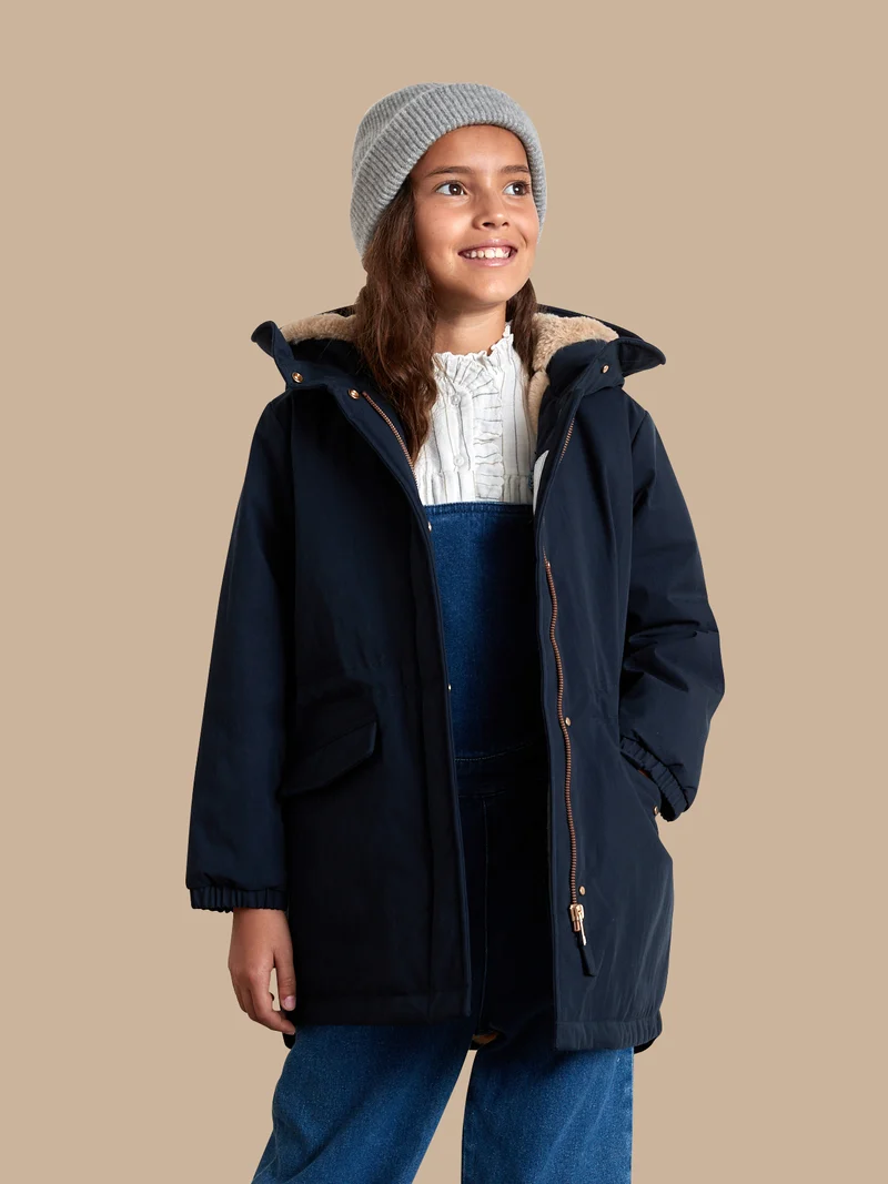 Mädchen-Parka mit Futter aus Pelzimitat